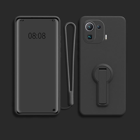 Coque Ultra Fine Silicone Souple Housse Etui avec Support pour Xiaomi Mi 11 Pro 5G Noir