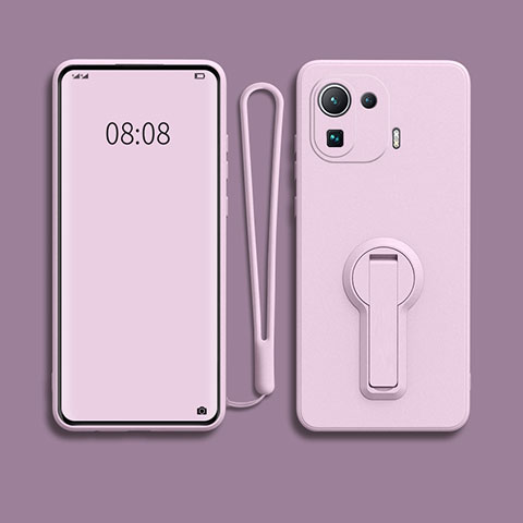 Coque Ultra Fine Silicone Souple Housse Etui avec Support pour Xiaomi Mi 11 Pro 5G Violet Clair