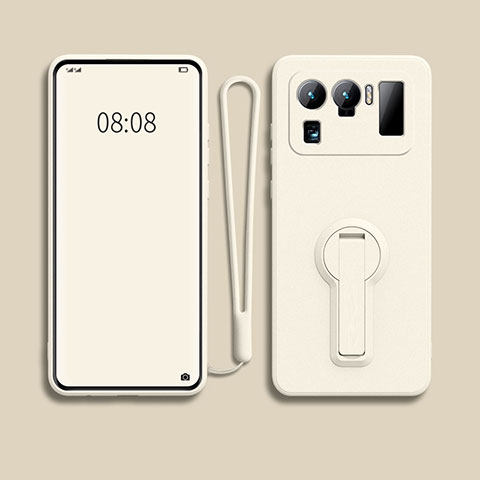 Coque Ultra Fine Silicone Souple Housse Etui avec Support pour Xiaomi Mi 11 Ultra 5G Blanc