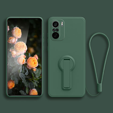 Coque Ultra Fine Silicone Souple Housse Etui avec Support pour Xiaomi Mi 11X Pro 5G Vert Nuit