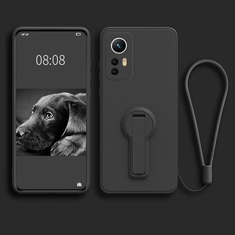 Coque Ultra Fine Silicone Souple Housse Etui avec Support pour Xiaomi Mi 12 5G Noir