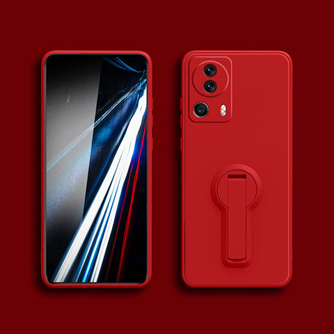 Coque Ultra Fine Silicone Souple Housse Etui avec Support pour Xiaomi Mi 12 Lite NE 5G Rouge