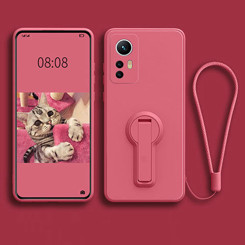 Coque Ultra Fine Silicone Souple Housse Etui avec Support pour Xiaomi Mi 12 Pro 5G Or Rose