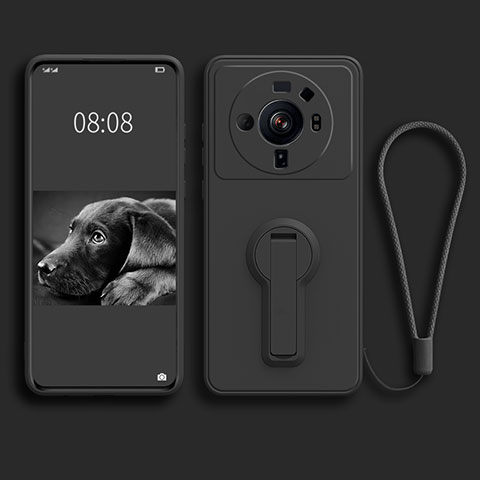 Coque Ultra Fine Silicone Souple Housse Etui avec Support pour Xiaomi Mi 12S Ultra 5G Noir