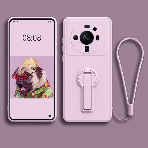 Coque Ultra Fine Silicone Souple Housse Etui avec Support pour Xiaomi Mi 12S Ultra 5G Violet Clair