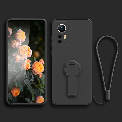 Coque Ultra Fine Silicone Souple Housse Etui avec Support pour Xiaomi Mi 12T 5G Noir