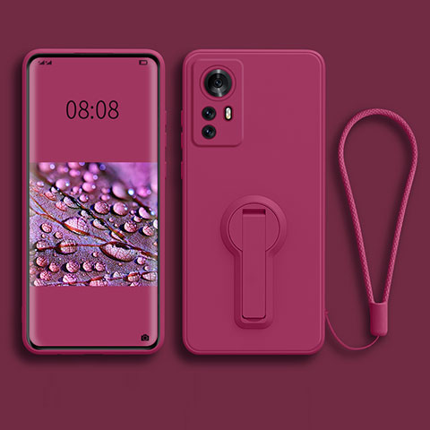 Coque Ultra Fine Silicone Souple Housse Etui avec Support pour Xiaomi Mi 12X 5G Rose Rouge