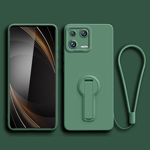 Coque Ultra Fine Silicone Souple Housse Etui avec Support pour Xiaomi Mi 13 5G Vert Nuit