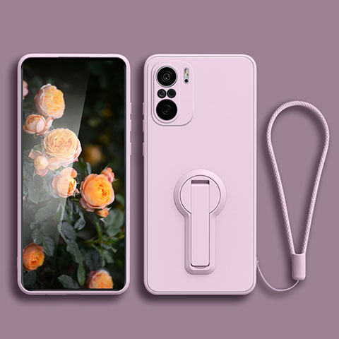 Coque Ultra Fine Silicone Souple Housse Etui avec Support pour Xiaomi Poco F3 5G Violet Clair