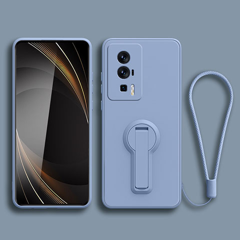 Coque Ultra Fine Silicone Souple Housse Etui avec Support pour Xiaomi Poco F5 Pro 5G Gris Lavende