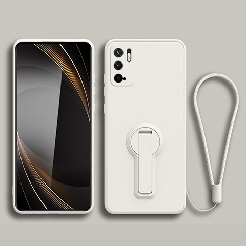 Coque Ultra Fine Silicone Souple Housse Etui avec Support pour Xiaomi POCO M3 Pro 5G Blanc