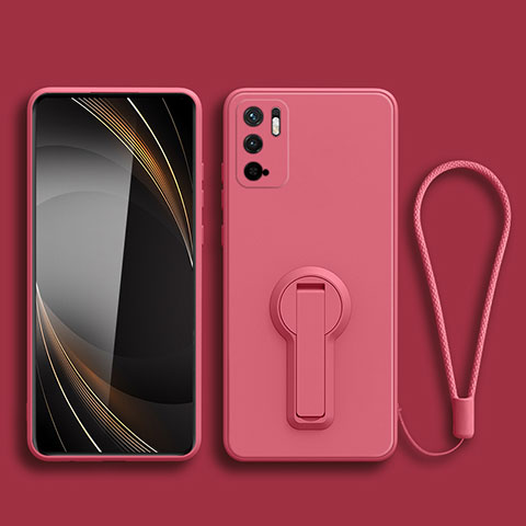 Coque Ultra Fine Silicone Souple Housse Etui avec Support pour Xiaomi POCO M3 Pro 5G Rose Rouge