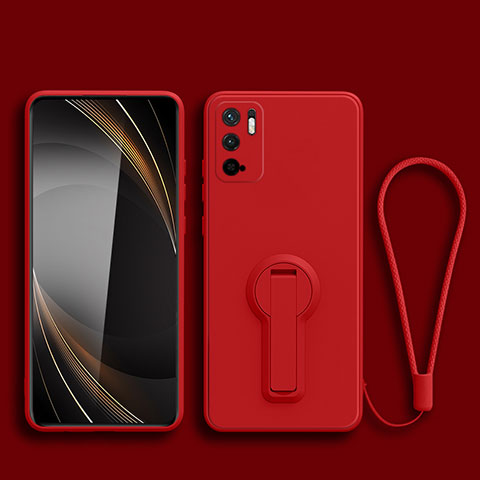 Coque Ultra Fine Silicone Souple Housse Etui avec Support pour Xiaomi POCO M3 Pro 5G Rouge