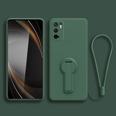 Coque Ultra Fine Silicone Souple Housse Etui avec Support pour Xiaomi POCO M3 Pro 5G Vert Nuit