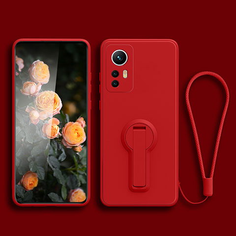 Coque Ultra Fine Silicone Souple Housse Etui avec Support pour Xiaomi Redmi K50 Ultra 5G Rouge