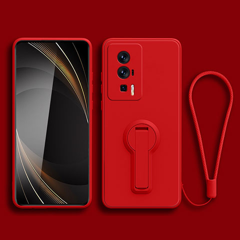 Coque Ultra Fine Silicone Souple Housse Etui avec Support pour Xiaomi Redmi K60 Pro 5G Rouge