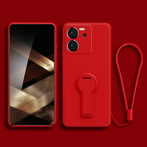 Coque Ultra Fine Silicone Souple Housse Etui avec Support pour Xiaomi Redmi K60 Ultra 5G Rouge