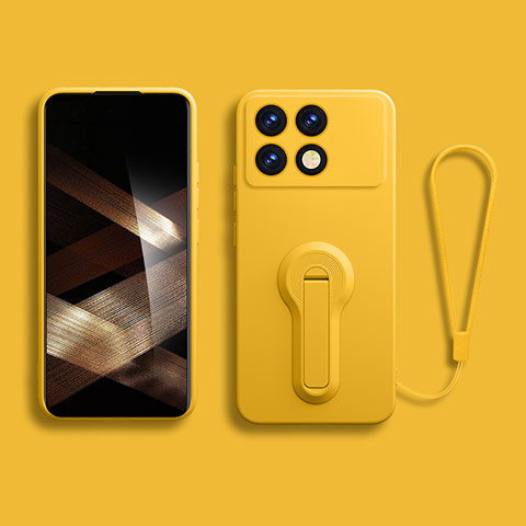 Coque Ultra Fine Silicone Souple Housse Etui avec Support pour Xiaomi Redmi K70 5G Jaune