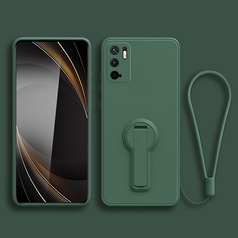 Coque Ultra Fine Silicone Souple Housse Etui avec Support pour Xiaomi Redmi Note 10 5G Vert Nuit