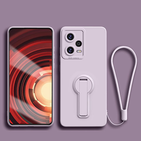 Coque Ultra Fine Silicone Souple Housse Etui avec Support pour Xiaomi Redmi Note 12 5G Violet Clair