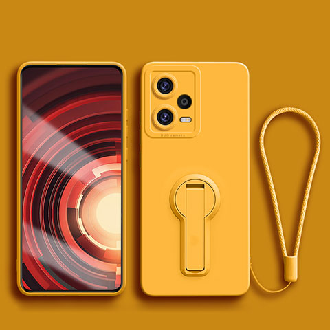 Coque Ultra Fine Silicone Souple Housse Etui avec Support pour Xiaomi Redmi Note 12 Pro 5G Jaune