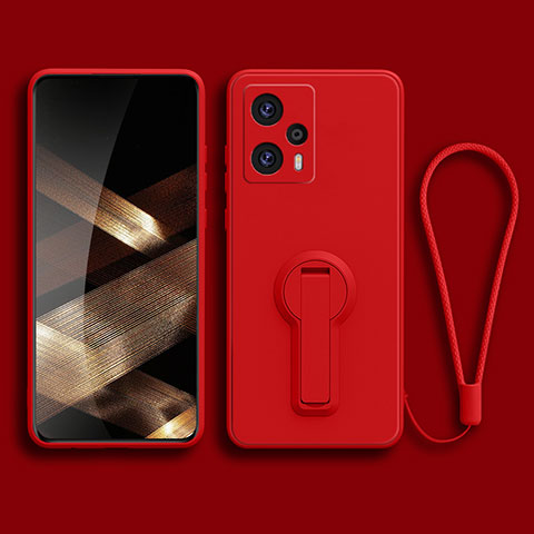 Coque Ultra Fine Silicone Souple Housse Etui avec Support pour Xiaomi Redmi Note 12 Turbo 5G Rouge