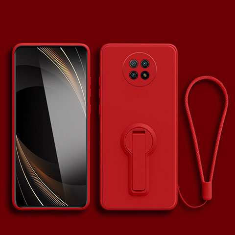 Coque Ultra Fine Silicone Souple Housse Etui avec Support pour Xiaomi Redmi Note 9 5G Rouge