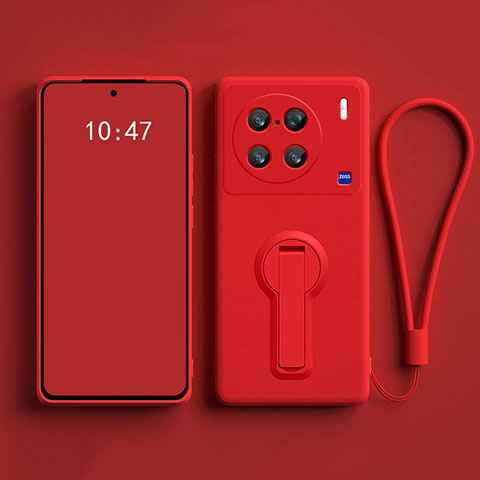 Coque Ultra Fine Silicone Souple Housse Etui avec Support S01 pour Vivo X90 Pro+ Plus 5G Rouge