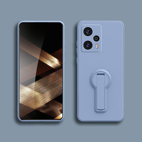 Coque Ultra Fine Silicone Souple Housse Etui avec Support S01 pour Xiaomi Poco F5 5G Gris Lavende