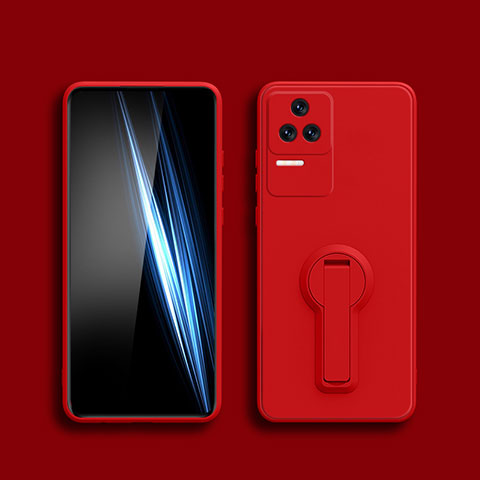 Coque Ultra Fine Silicone Souple Housse Etui avec Support S01 pour Xiaomi Redmi K50 Pro 5G Rouge