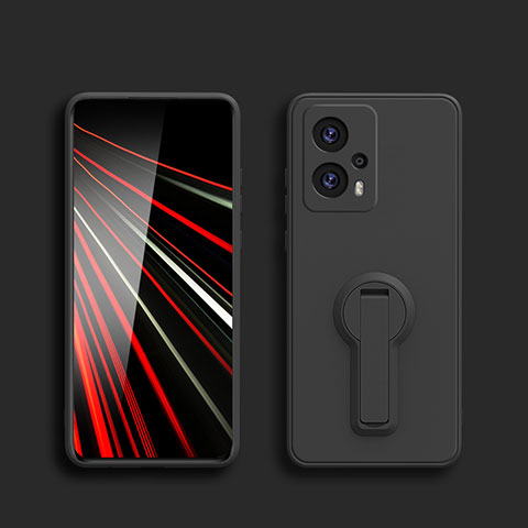 Coque Ultra Fine Silicone Souple Housse Etui avec Support S01 pour Xiaomi Redmi Note 11T Pro 5G Noir