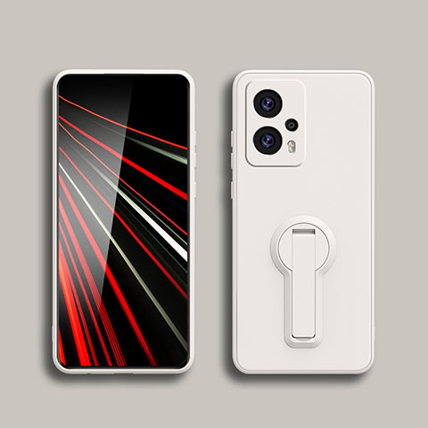 Coque Ultra Fine Silicone Souple Housse Etui avec Support S01 pour Xiaomi Redmi Note 11T Pro+ Plus 5G Blanc