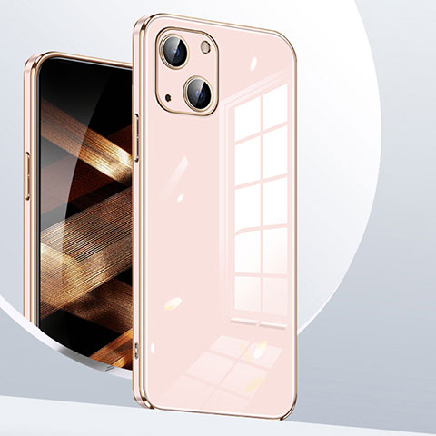 Coque Ultra Fine Silicone Souple Housse Etui S06 pour Apple iPhone 15 Or Rose