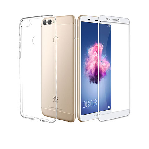 Coque Ultra Fine Silicone Souple Transparente et Protecteur d'Ecran pour Huawei Enjoy 7S Blanc