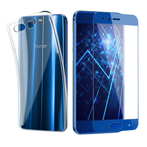 Coque Ultra Fine Silicone Souple Transparente et Protecteur d'Ecran pour Huawei Honor 9 Bleu