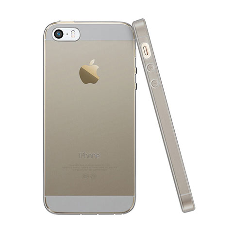 Coque Ultra Fine Silicone Souple Transparente pour Apple iPhone 5 Gris