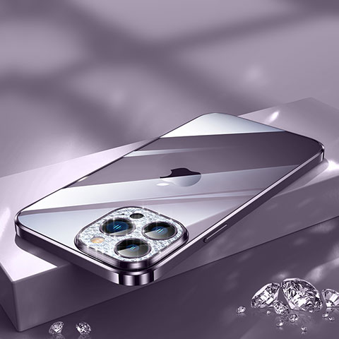 Coque Ultra Fine TPU Souple Housse Etui Transparente Bling-Bling LD2 pour Apple iPhone 13 Pro Violet