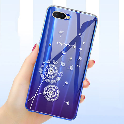 Coque Ultra Fine TPU Souple Housse Etui Transparente Fleurs pour Oppo R17 Neo Clair