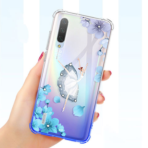 Coque Ultra Fine TPU Souple Housse Etui Transparente Fleurs pour Xiaomi Mi A3 Violet