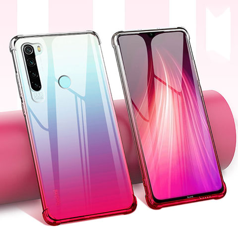 Coque Ultra Fine TPU Souple Housse Etui Transparente Fleurs pour Xiaomi Redmi Note 8 (2021) Rouge