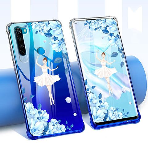 Coque Ultra Fine TPU Souple Housse Etui Transparente Fleurs pour Xiaomi Redmi Note 8 Blanc