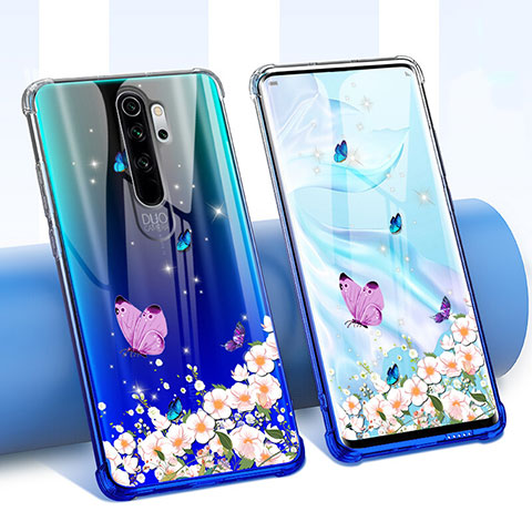 Coque Ultra Fine TPU Souple Housse Etui Transparente Fleurs pour Xiaomi Redmi Note 8 Pro Violet