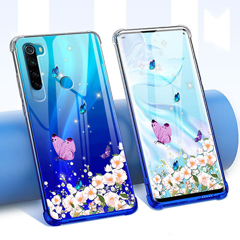 Coque Ultra Fine TPU Souple Housse Etui Transparente Fleurs pour Xiaomi Redmi Note 8T Violet