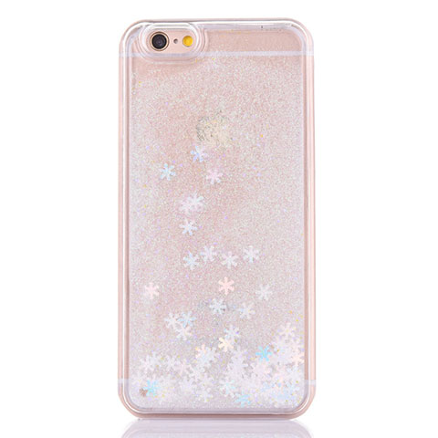 Coque Ultra Fine TPU Souple Housse Etui Transparente Fleurs T01 pour Apple iPhone 6 Blanc