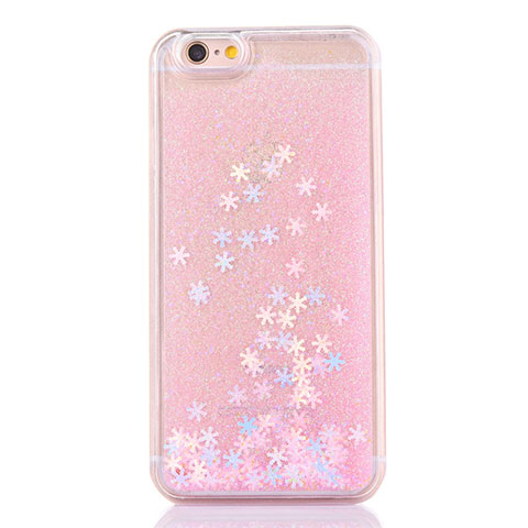 Coque Ultra Fine TPU Souple Housse Etui Transparente Fleurs T01 pour Apple iPhone 6 Or Rose