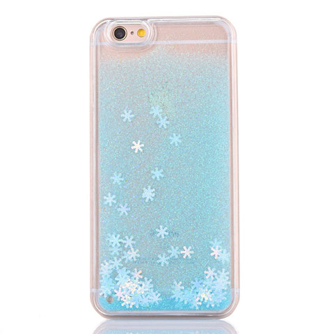 Coque Ultra Fine TPU Souple Housse Etui Transparente Fleurs T01 pour Apple iPhone 6S Plus Bleu Ciel