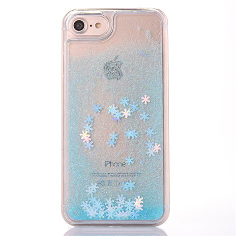 Coque Ultra Fine TPU Souple Housse Etui Transparente Fleurs T01 pour Apple iPhone 8 Bleu Ciel