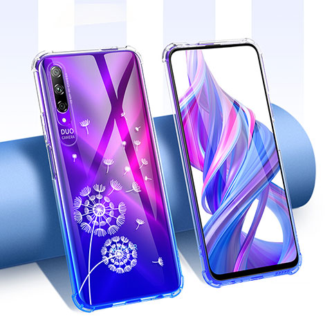 Coque Ultra Fine TPU Souple Housse Etui Transparente Fleurs T01 pour Huawei Honor 9X Pro Blanc