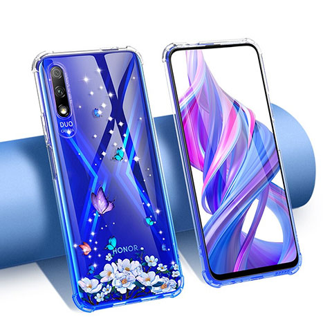 Coque Ultra Fine TPU Souple Housse Etui Transparente Fleurs T01 pour Huawei Y9 Prime (2019) Violet