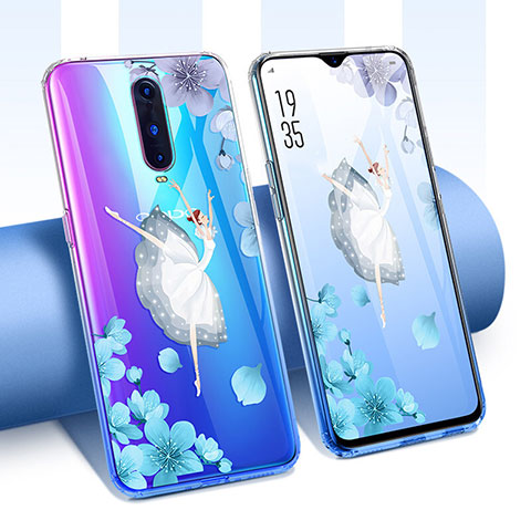 Coque Ultra Fine TPU Souple Housse Etui Transparente Fleurs T01 pour Oppo R17 Pro Blanc